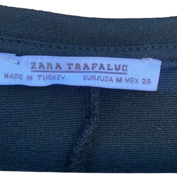 Zara medium black dress with belt, ruffled sleeves, pit to pit 22", length 34" - Picture 5 of 5